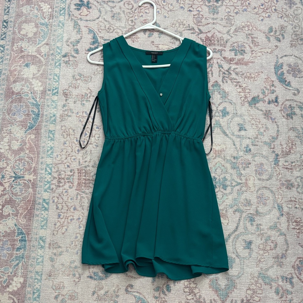 Forever 21 Teal V-Neck Dress